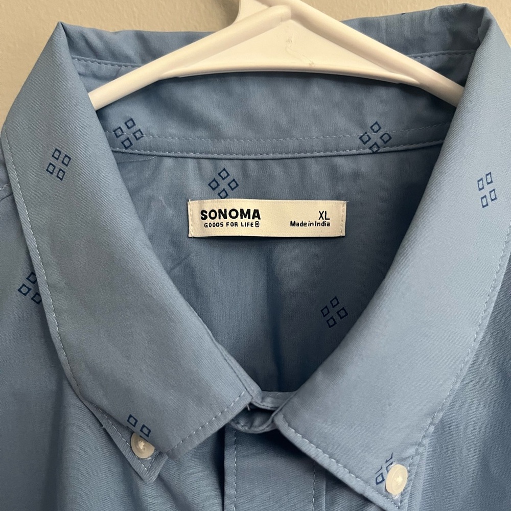 Sonoma Light Blue Patterned Button Down Shirt NWT - image 2